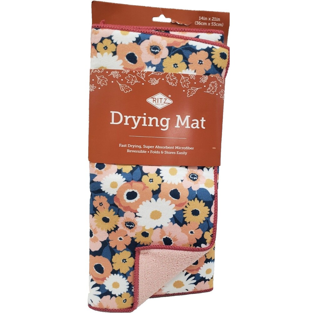 Printed Microfiber Drying Mat (14"x21") COLORFUL FLOWERS, FIELD BLOOSOMS, Ritz